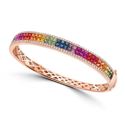 EFFY 14K Gold Diamond and Multi Sapphire Bangle