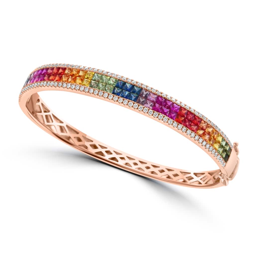 EFFY 14K Gold Diamond and Multi Sapphire Bangle - Green