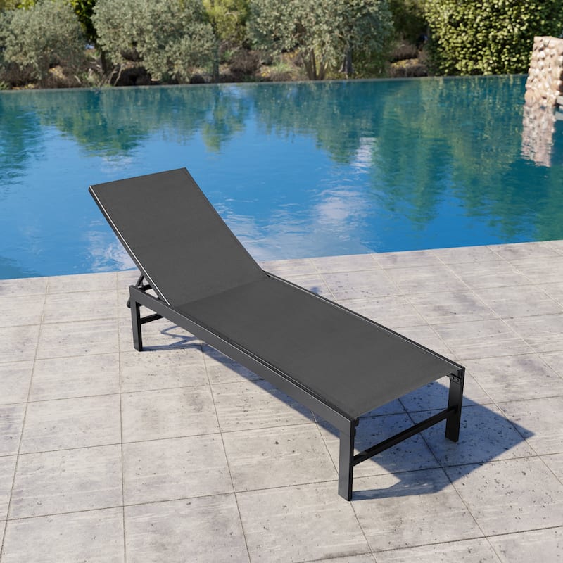 Outdoor Patio Adjustable Chaise Lounge Chairs - Black - 1PC