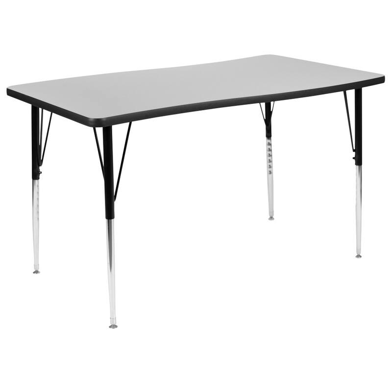 76" Oval Wave Flexible Laminate Activity Table Set with 16" Student Stack Chairs