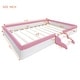 preview thumbnail 40 of 48, Upholstered Floor Bed Fence Bed Slat Platform Bed with Fence and Second Level Ladder, Anti-collision Frame for Kids Toddler