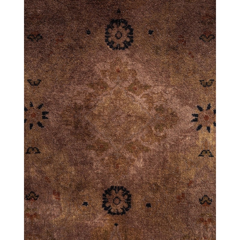 Overton Hand Knotted Wool Vintage Inspired Modern Contemporary Overdyed Brown Octagon Area Rug - 5' 1" x 5' 1"