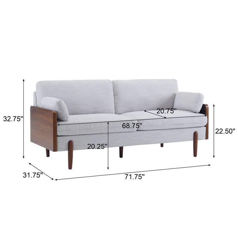 Mid-Century Modern Sofa with Slim Track Arms