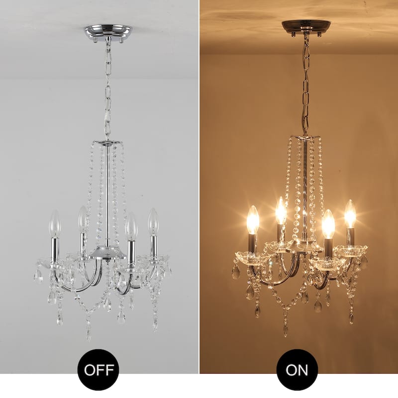 4-Light Candle Style Chandelier, Classic Crystal Chandelier, Traditional Chandelier with Crystal Accents for Living Room Bedroom