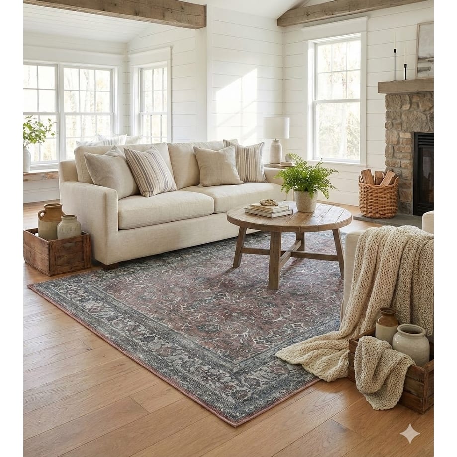 Alaska Machine-Washable Vintage Medallion Runner Area Rug
