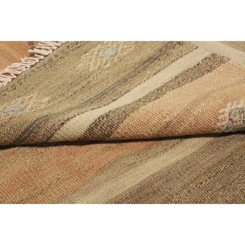 Hand Woven Oriental 100% Wool Carpet Southwestern Tribal Multi-Colored Kilim Area Rug - 10' 4'' X 5' 10''