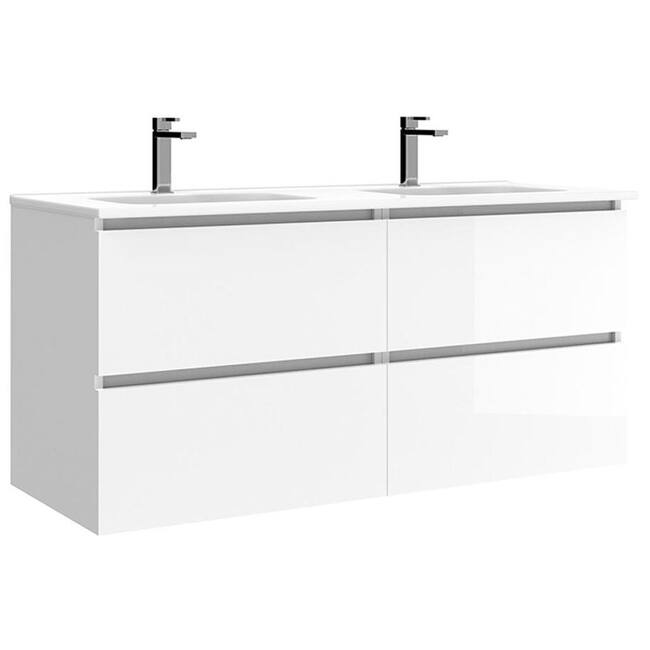 WS Bath Collections Flora C120D Flora 48" Wall Mounted Double Basin - Glossy White