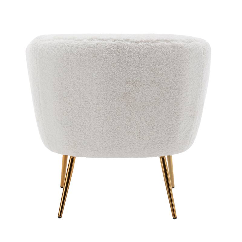 Porthos Home Yui Teddy Fabric Barrel Accent Chair with Golden Chrome Legs