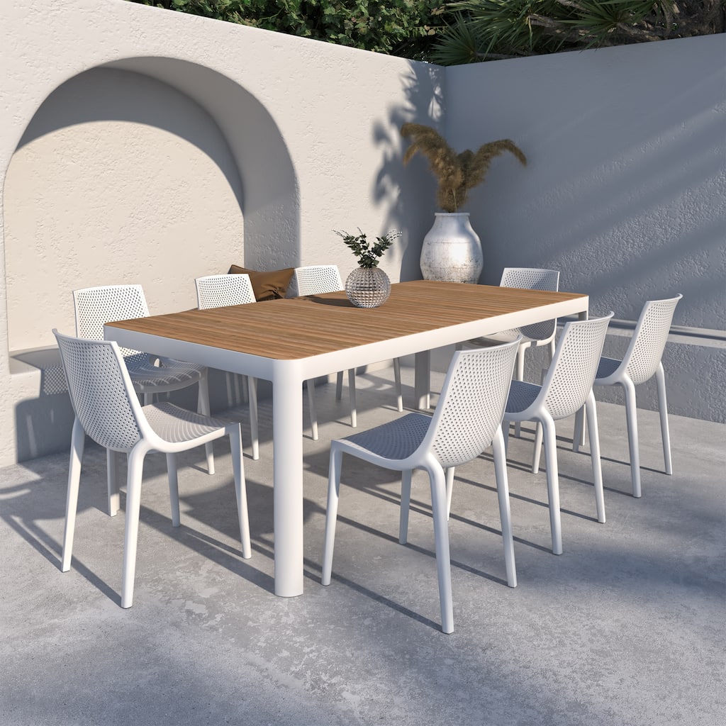 Amazonia Isra FSC Certified Wood 9pc Outdoor Patio Dining Set