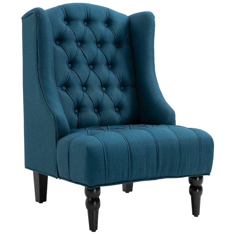 Copper Grove Erin Tufted Linen Upholstered Tall Wingback Accent Chair