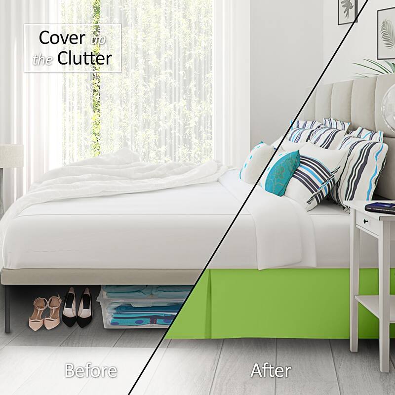 Clara Clark Pleated Bed Skirt-14 inch Tailored Drop - Soft Double Brushed Premium Microfiber Ruffle Bed Skirt - Includes 8 Pins