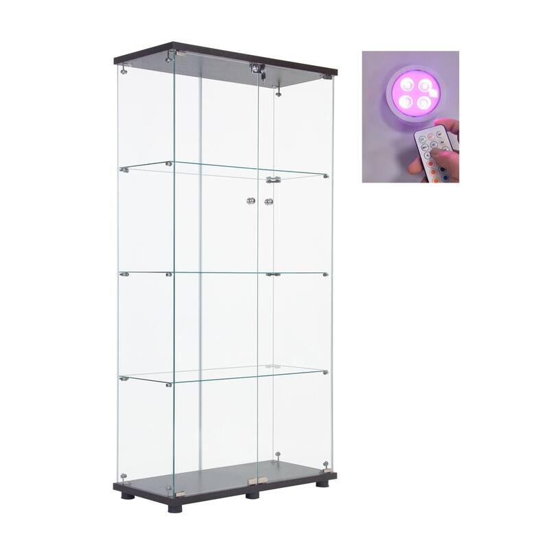 Lighted Two Door Glass Cabinet Glass Display Cabinet