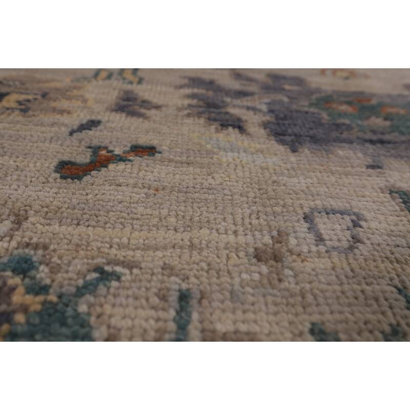 Vegetable Dye Oushak Turkish Area Rug Handmade Geometric Wool Carpet - 6'0"x 8'9"