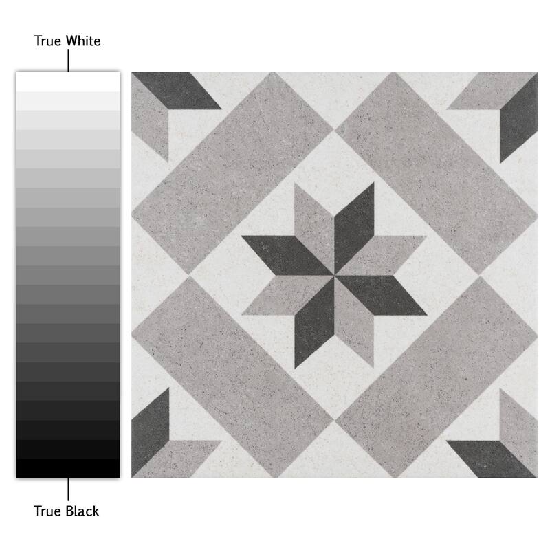 Merola Tile Vintage Star Grey 9-3/4" x 9-3/4" Porcelain Floor and Wall Tile