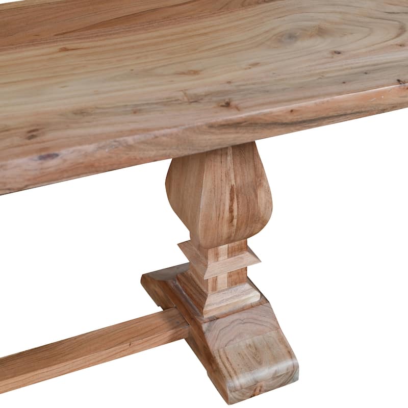 Hartford Farmhouse Hard Wood Live Edge Dining Bench by Sevita, 72" L x 16" W x 18" H - 72" L x 16" D x 18" H - 72" L x 16" D x 18" H - Dining Height - Brown - Single