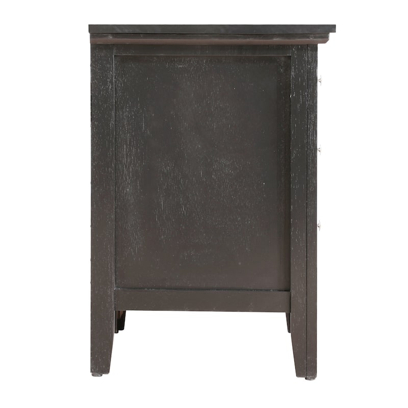3-Drawer Wooden Nightstand - 26" - Black