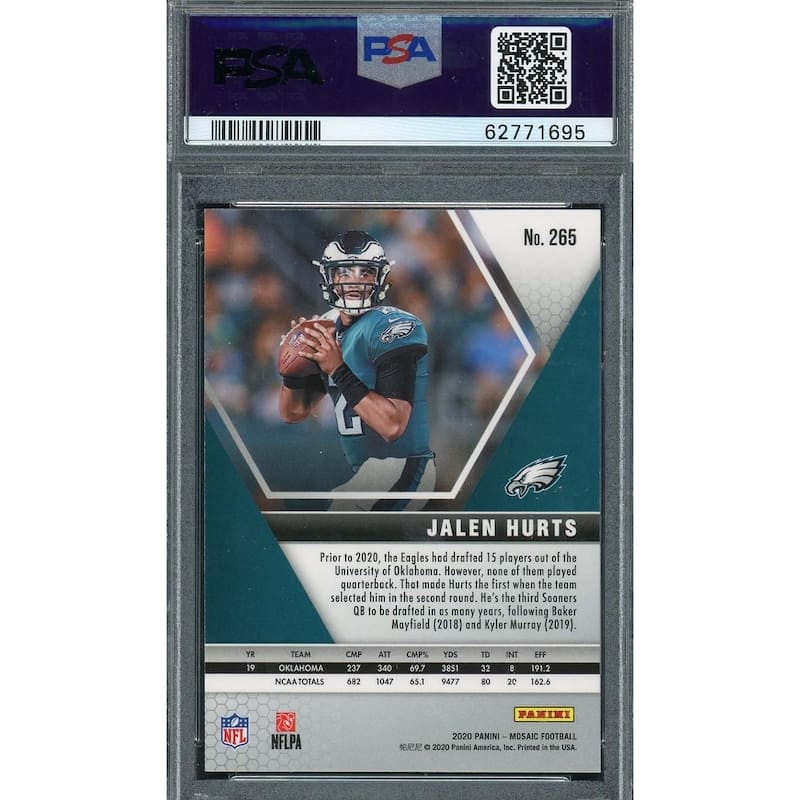 Jalen Hurts 2020 Panini Mosaic Football Rookie Card #265 Graded PSA 10 - 8'6" x 11'6"