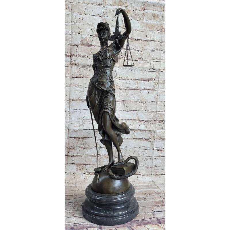 25 Inches Tall Large Blind Justice By Mayer Hot Cast Handcrafted Sculpture Marble Figu