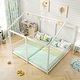 preview thumbnail 5 of 7, White Twins House Double Floor Bed with Safety Guardrails and 14 Plywood Slats - 82" x 81" x 70" (L x W x H)