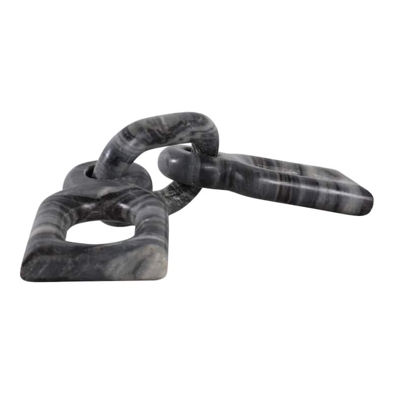 Marble Decorative Object Carved Chain Sculpture Home Decor - 16", Gray - 16.0"