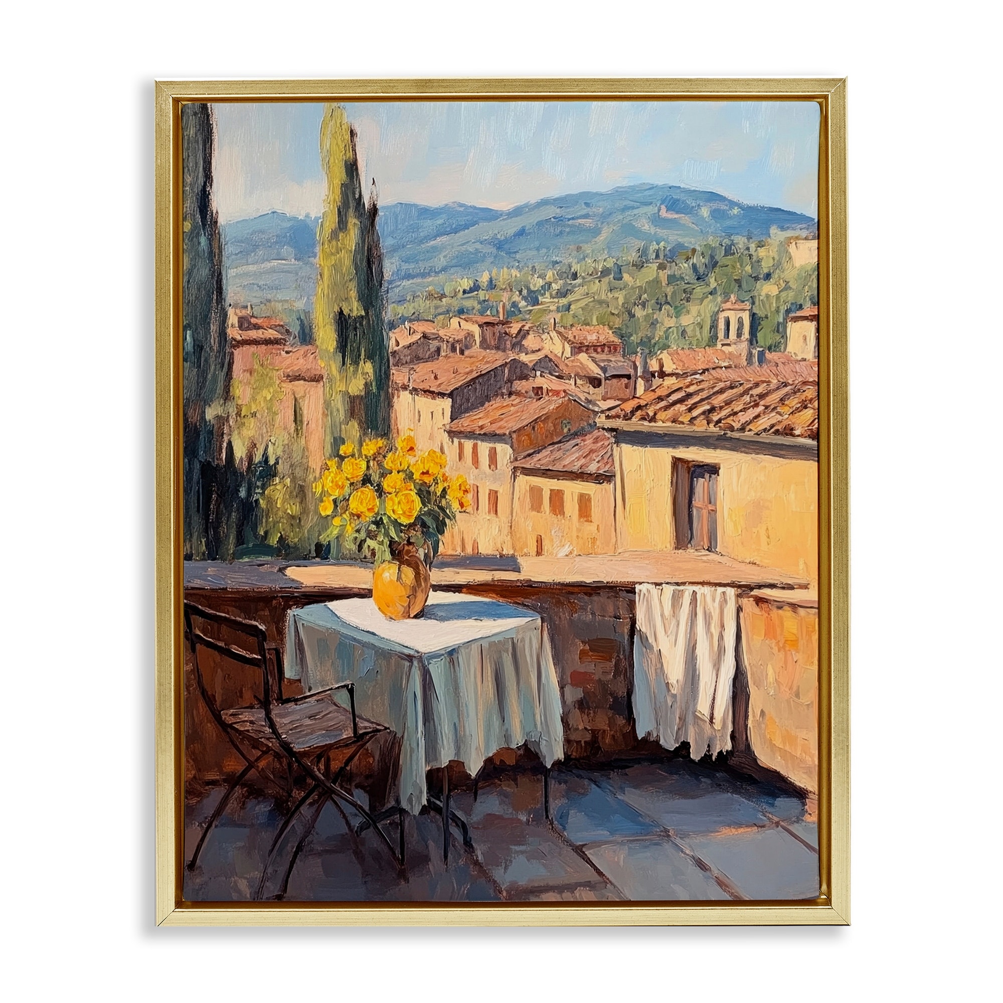 Stupell Breakfast On The Balcony Framed Floater Canvas Wall Art Design By Petal Prints Design