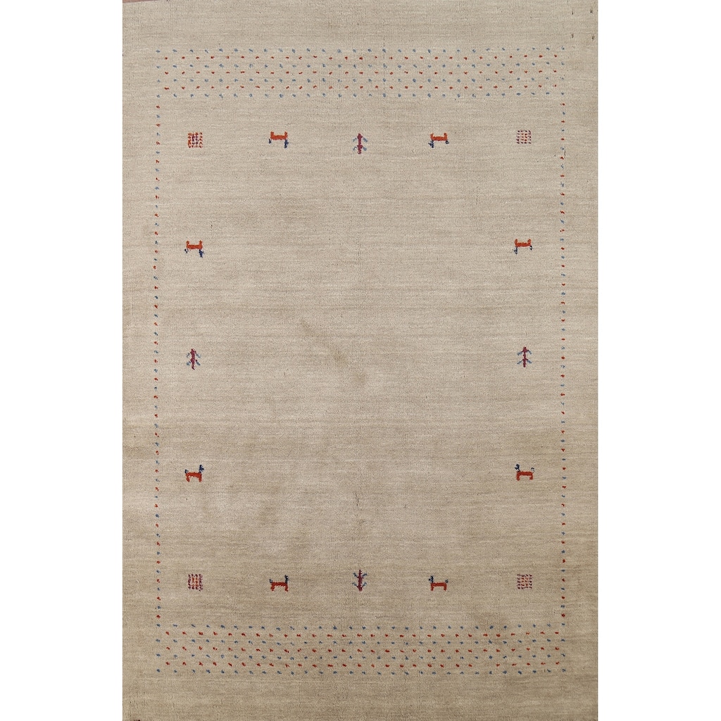 Tribal Gabbeh Oriental Area Rug Hand-Knotted Modern Wool Carpet - 4'7"x 6'5"