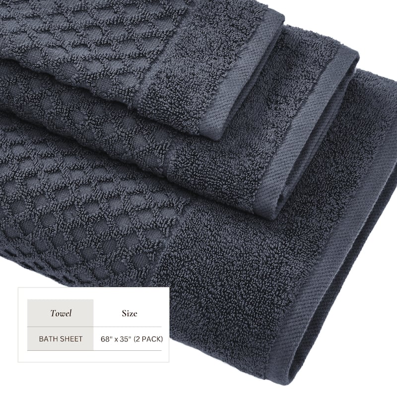 Linery & Co. Cotton Diamond Waffle Texture Bath Towels