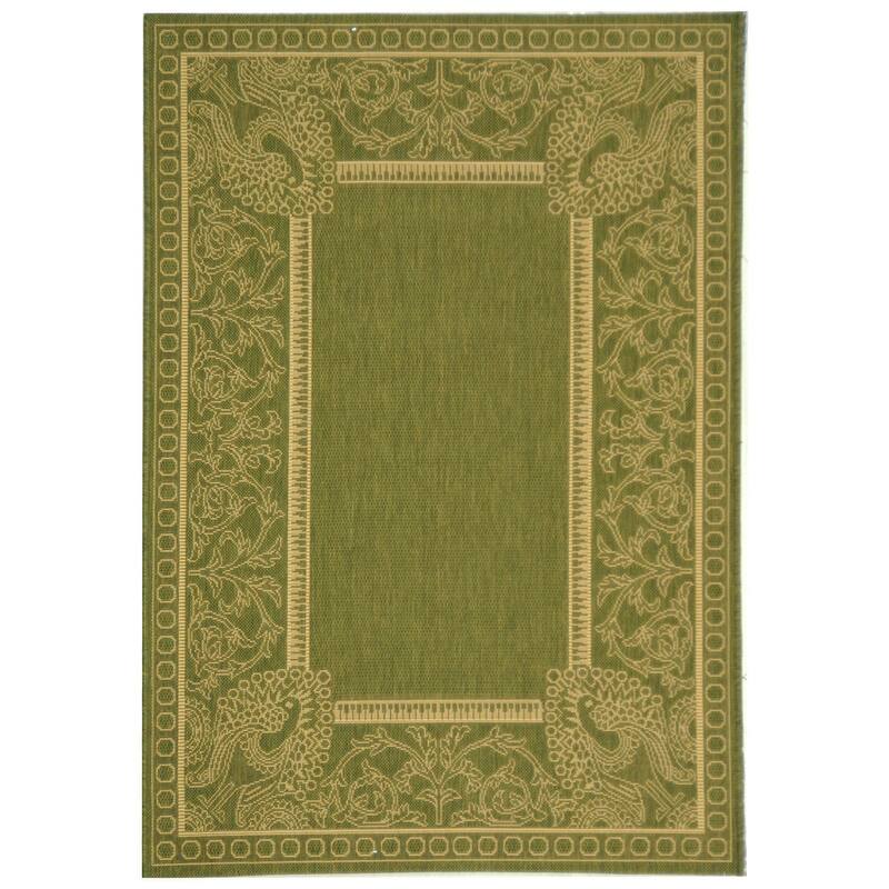 SAFAVIEH Courtyard Kitija Indoor/ Outdoor Waterproof Patio Backyard Rug - 2'7" x 5' - Olive/Natural