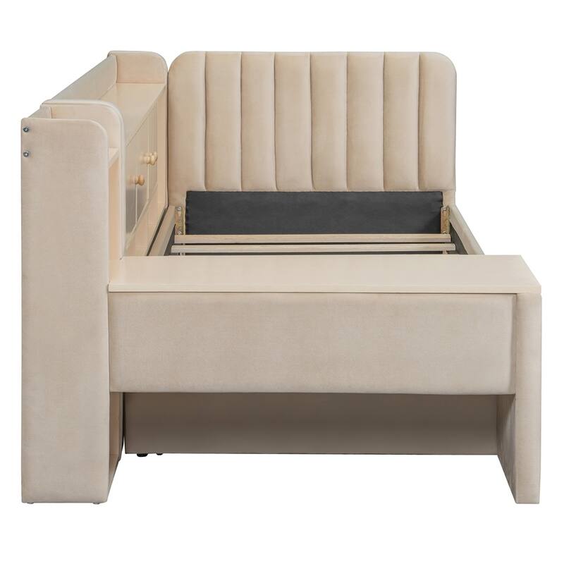 Twin Size Upholstered Daybed with Drawers