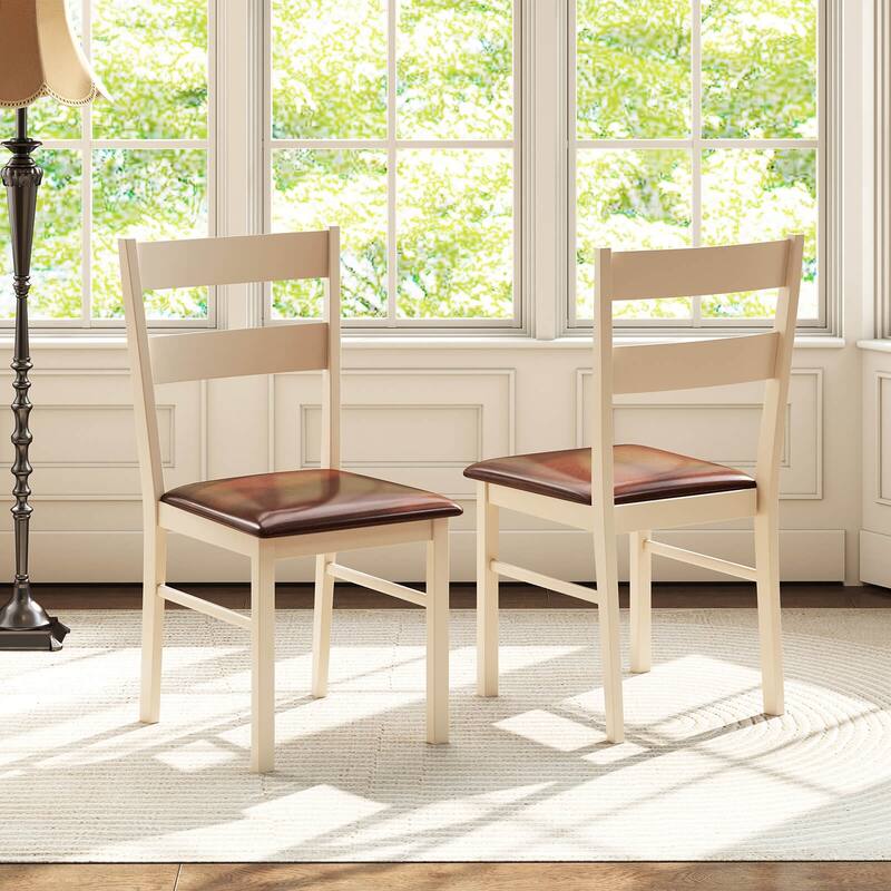 Costway Wooden dining chair set of 2/4 with rubber wood frame padded