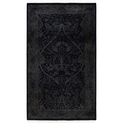 Overdyed One-of-a-Kind Hand-Knotted Area Rug - Black - 3' 2" x 5' 3"