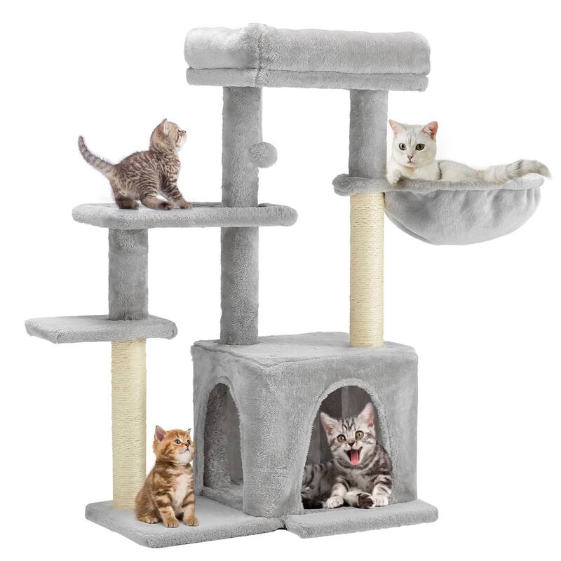 EROMMY Cat Tree – Multi-Level Cat Tower with Sisal Scratching Posts & Swing Ball, Modern Cat Furniture for Indoor Cats