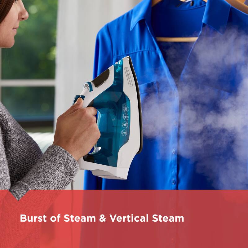 Compact Nonstick Iron with Even Steam in Blue