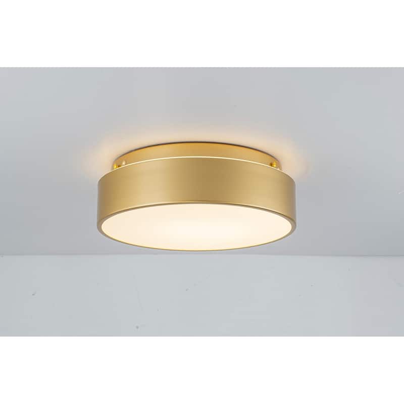 Dimmable LED Flush Mount Ceiling Light with 5-Color Temperature Selectable - 11.4 in W × 3.7 in H - Gold