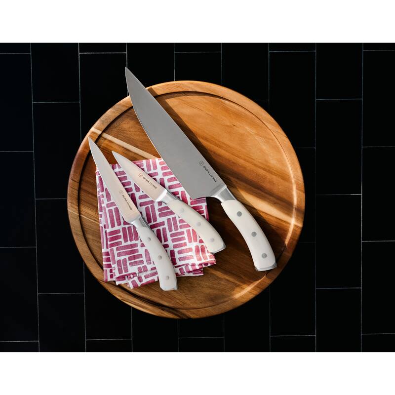 Dura Living Elite 3-Piece Kitchen Knife Set - Forged German Steel Blades, Includes Chef, Utility, and Paring Knives