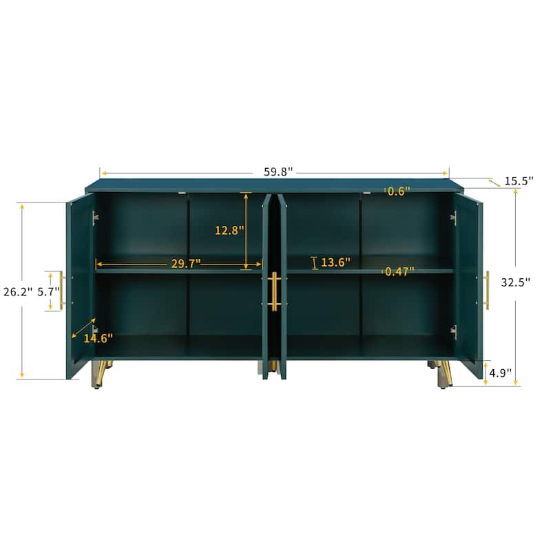 Wood TV Stand with Storage Cabinet & Adjustable Shelves, Media TV Console for Living Room Bedroom(Navy Blue)