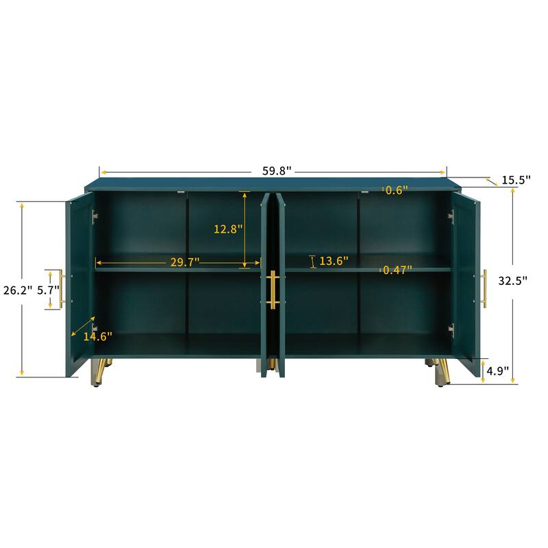 Wood TV Stand with Storage Cabinet & Adjustable Shelves - 15.70 x 60.00 x 32.30