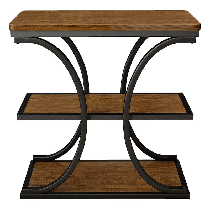 3-Tier Wood End Table Industrial Sofa Side Table with Storage Shelves - 23.62"L x 11.81"W x 23.62"H