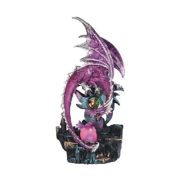 Q-Max 12.25"H Pink Dragon with LED Light Statue Fantasy Decoration Figurine