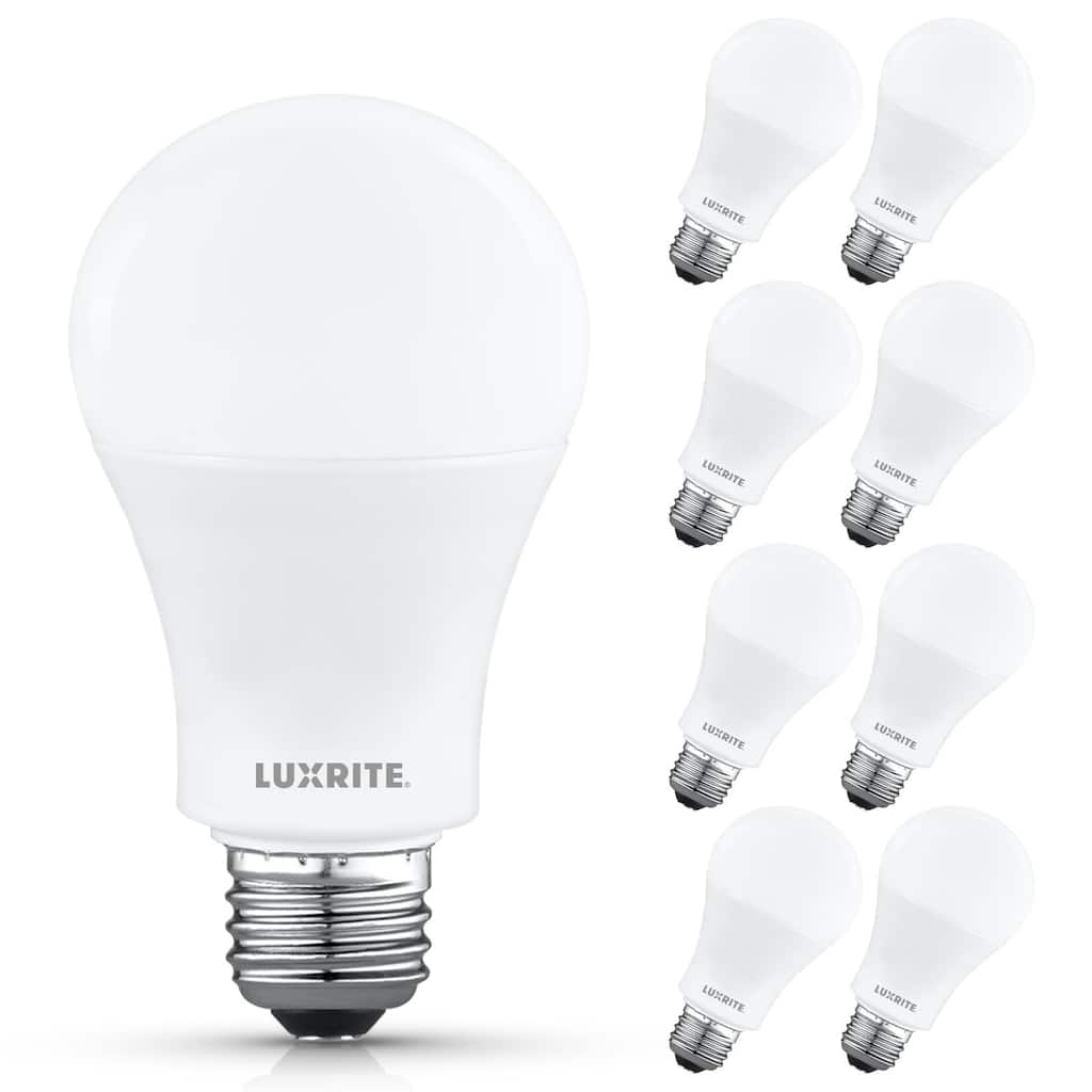 Luxrite A19 LED Light Bulb 12.5W=100W 2700K 1500LM Non-Dimmable E26 Damp Rated ETL Listed 8 Pack - Warm White
