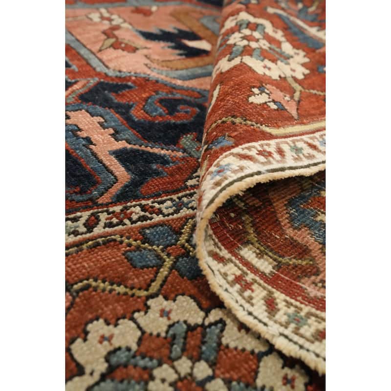 Hand Knotted Oriental 100% Wool Carpet Traditional Medallion Oranges & Rust Heriz (serapi) Area Rug - 15' 5'' X 9' 6''