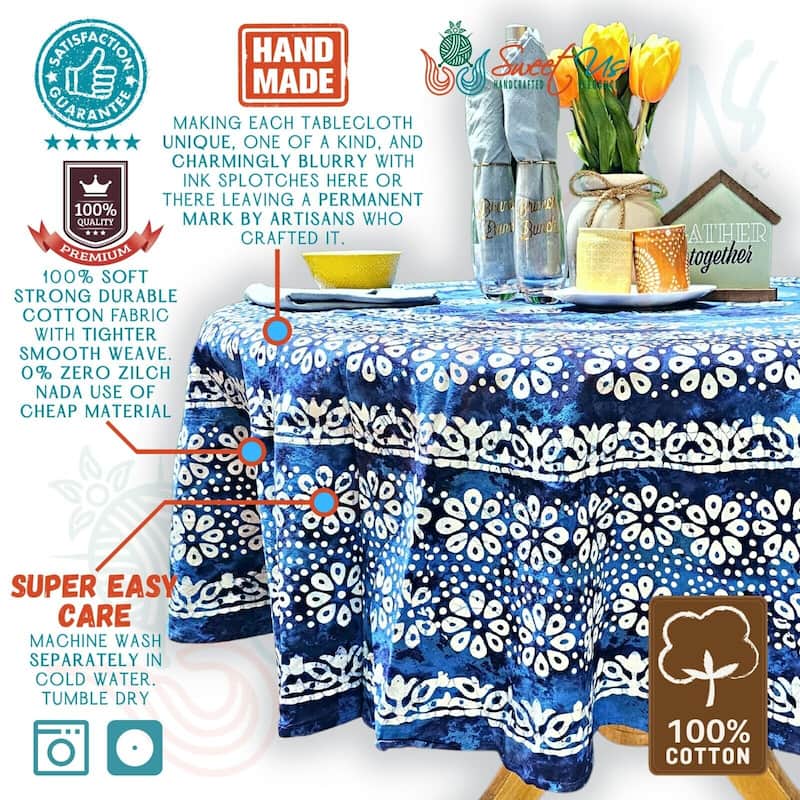 Cotton Batik Daisy Floral Tablecloth Collection