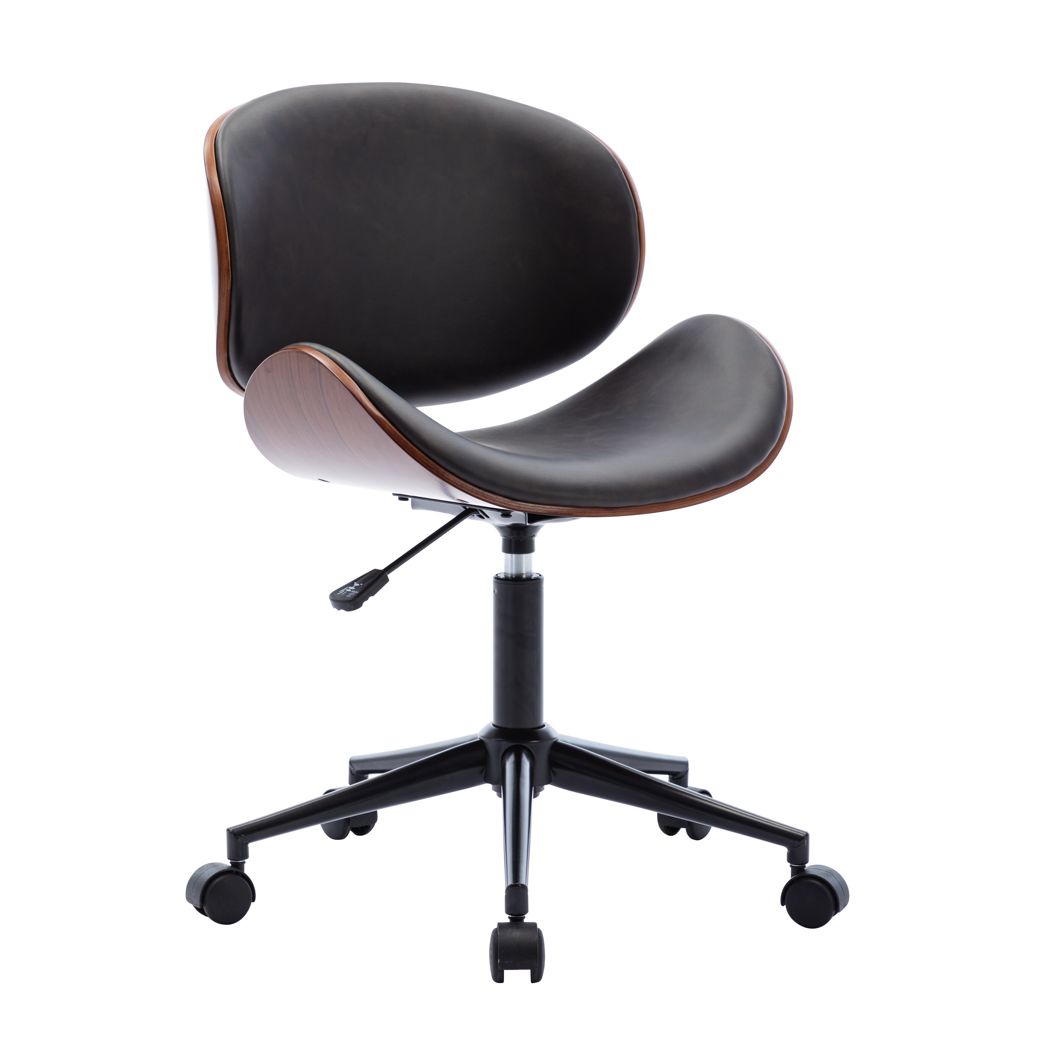 TiramisuBest Ergonomic Adjustable PU Leather Office Chair with U-type Backrest, Black