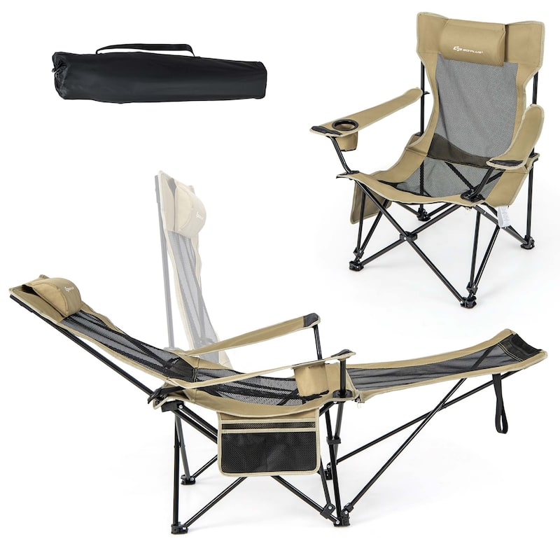 Goplus Folding Camping Chair with Detachable Footrest for Fishing, - See Details