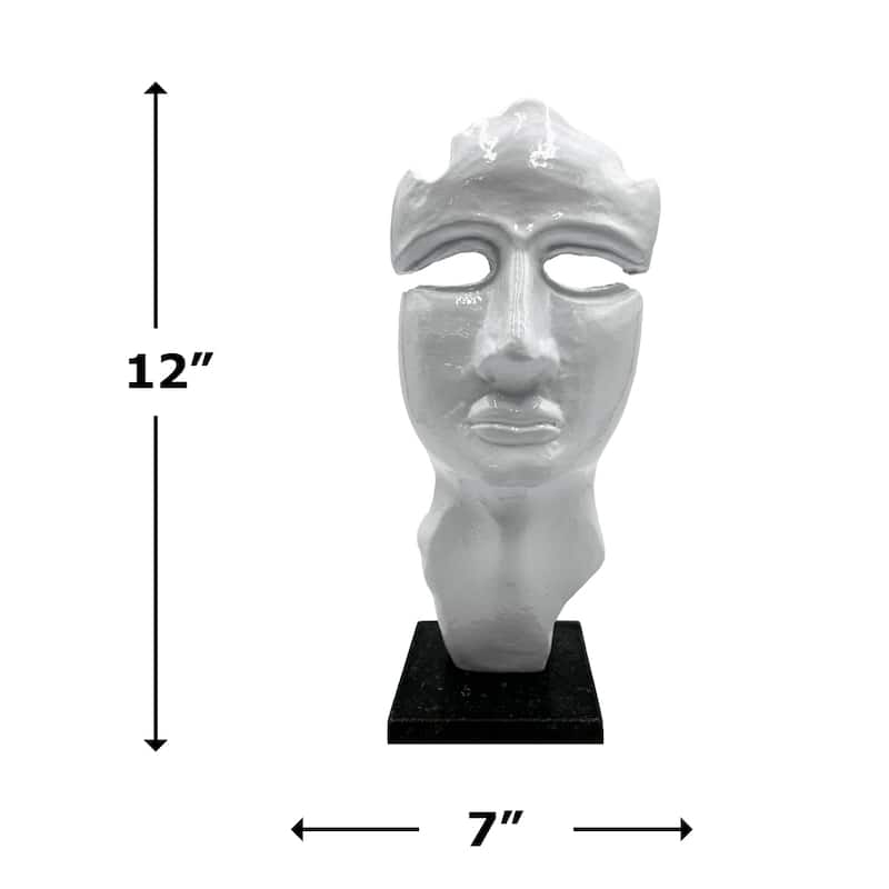 Decorative Handmade Aluminum 12 inch Abstract Face Sculpture - 5 x 7 x 12 in