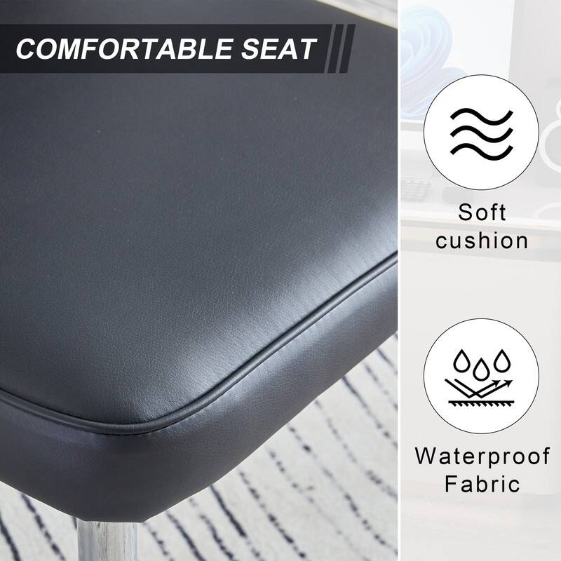 Modern/Minimalist Style PU Leather Dining Chairs Set of 4 with Sliver Metal Legs