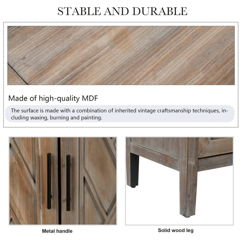 60" 4 Doors Wooden Twill Sideboard