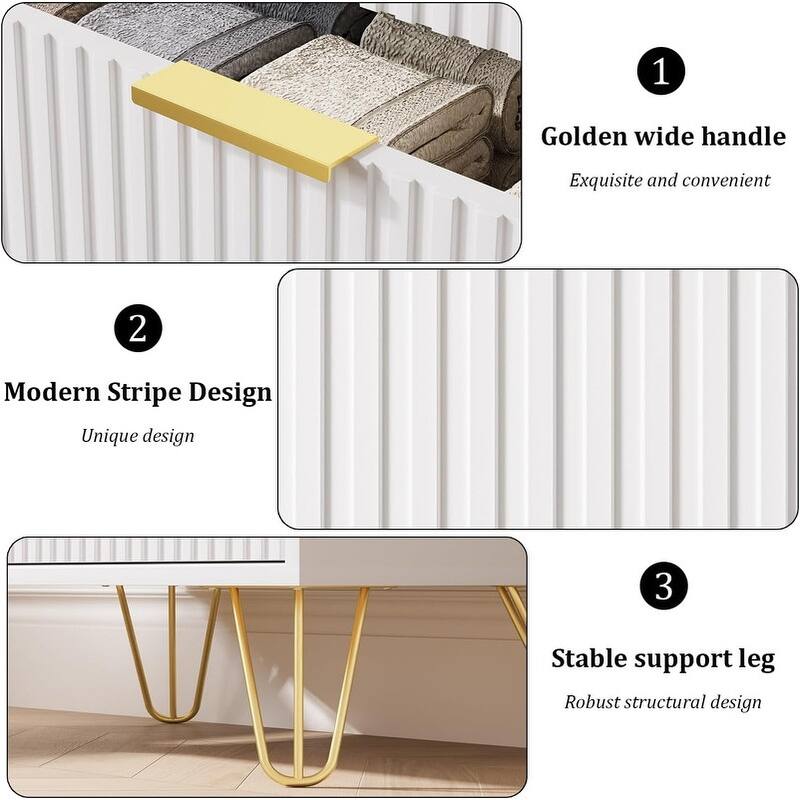 FURNIWAY Fluted Drawer Dresser for Bedroom