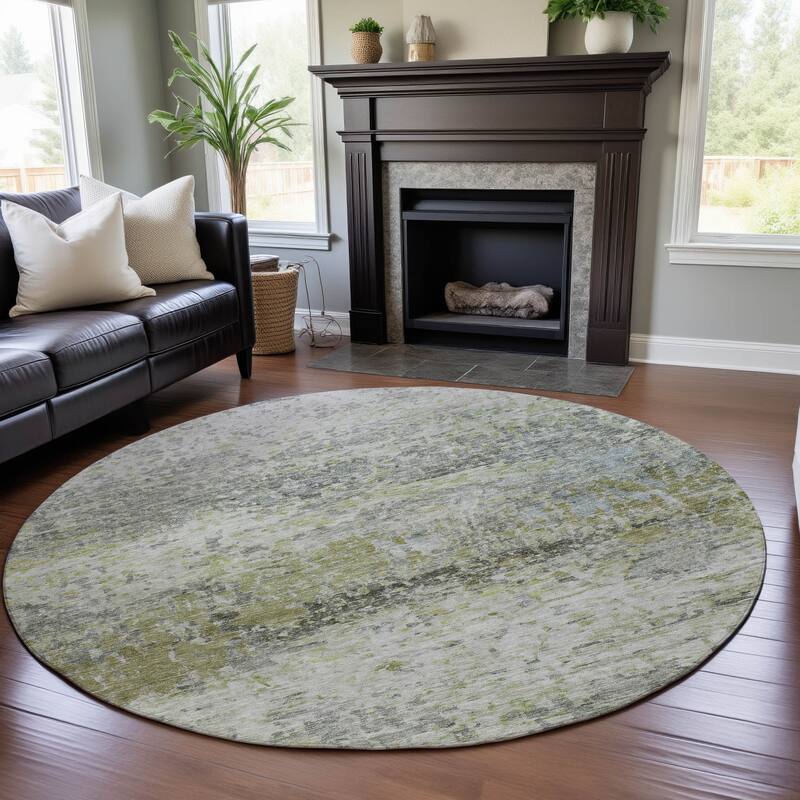 Premium Washable Super Soft Abstract Modern Mayfield Rug - Aloe - 8' x 8'