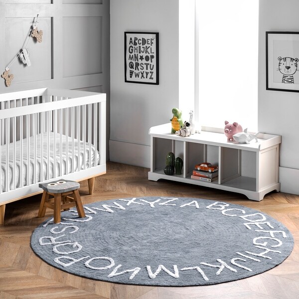nuLOOM Kids Washable Round Alphabet Rug Overstock 32691995